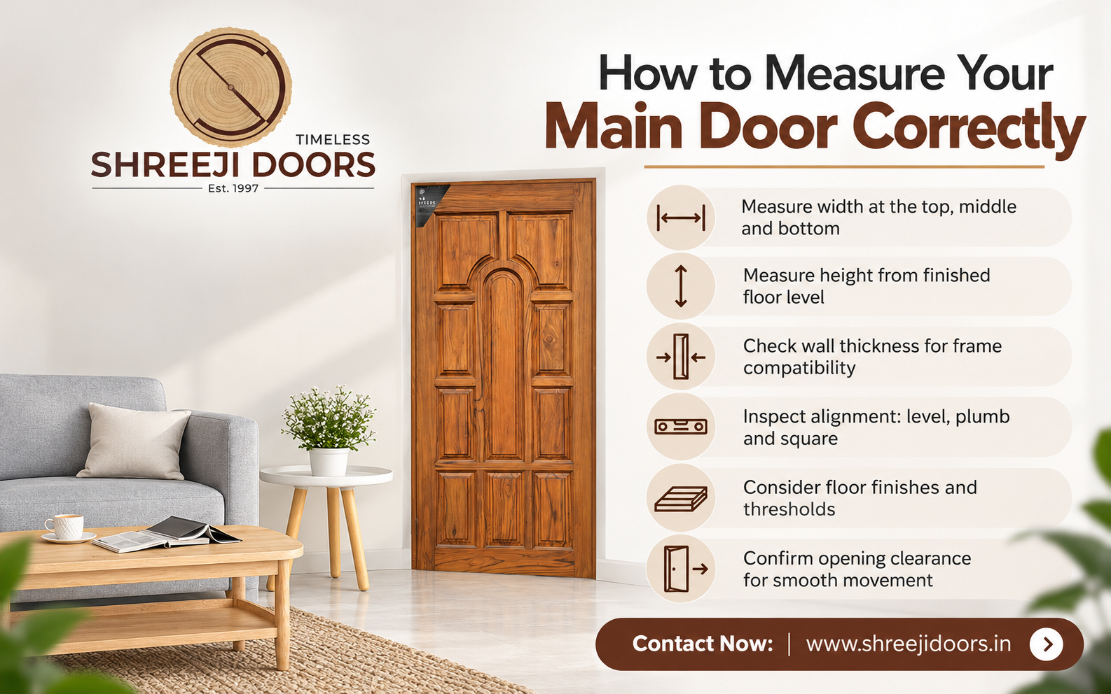 standard main door size in India